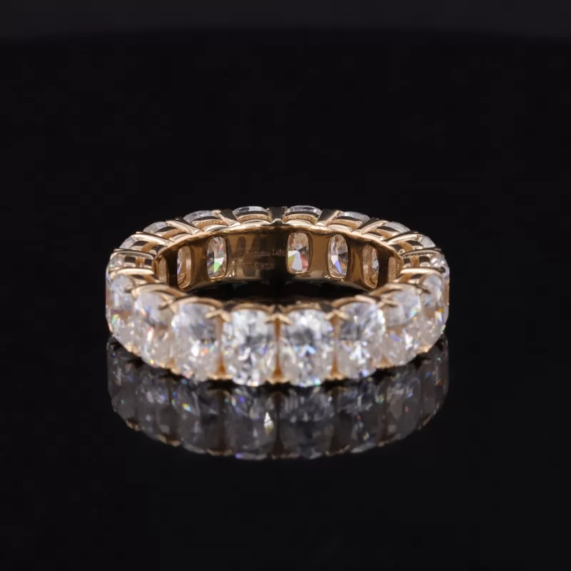 3.5×5mm Cushion Cut Moissanite 14K Yellow Gold Diamond Eternity Ring