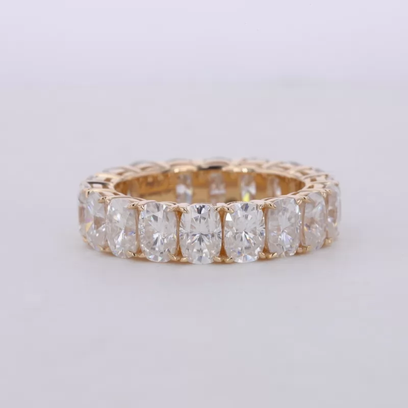 3.5×5mm Cushion Cut Moissanite 14K Yellow Gold Diamond Eternity Ring