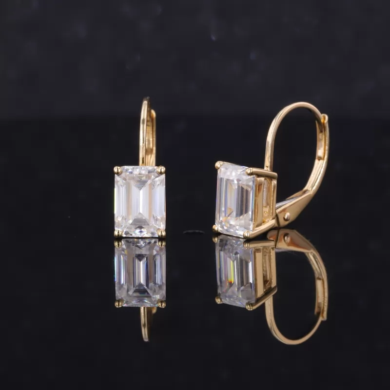 5×7mm Octagon Emerald Cut Lab Gemstones Diamond Earrings