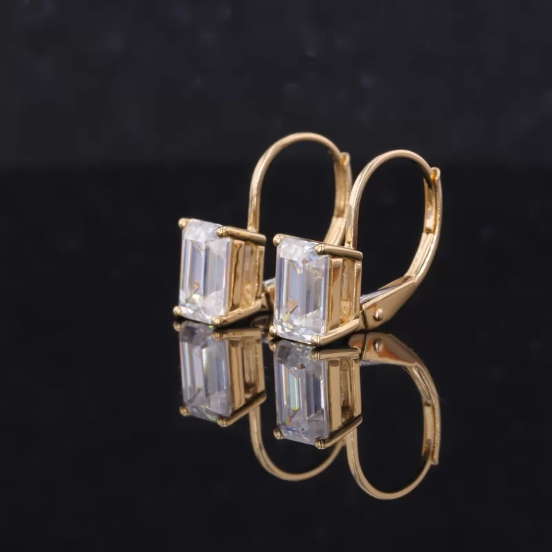 5×7mm Octagon Emerald Cut Lab Gemstones Diamond Earrings