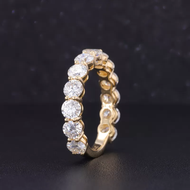 11mm Round Brilliant Cut Moissanite 18K Yellow Gold Stackable Rings