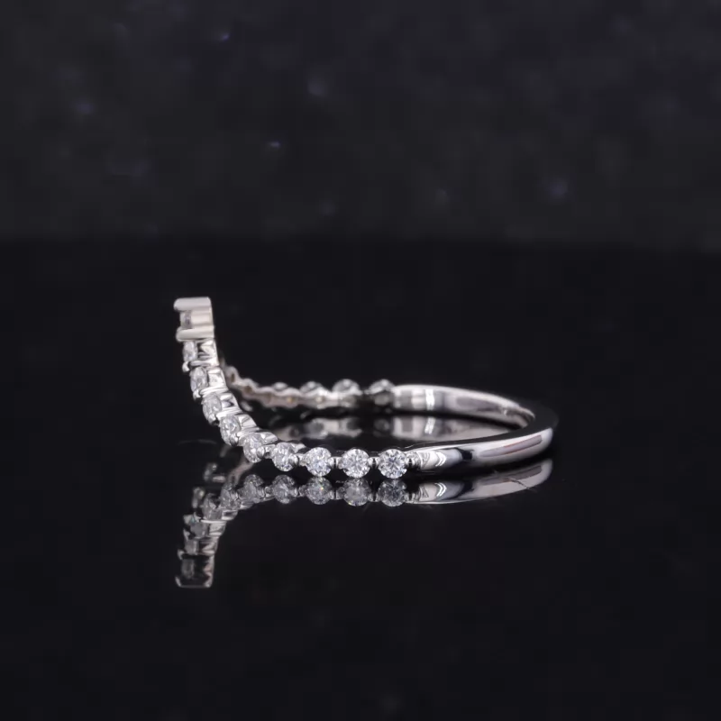 1.5mm Round Brilliant Cut Moissanite 14K White Gold Diamond Ring