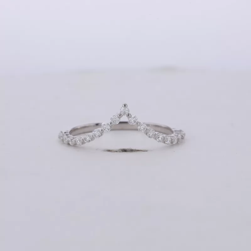 1.5mm Round Brilliant Cut Moissanite 14K White Gold Diamond Ring