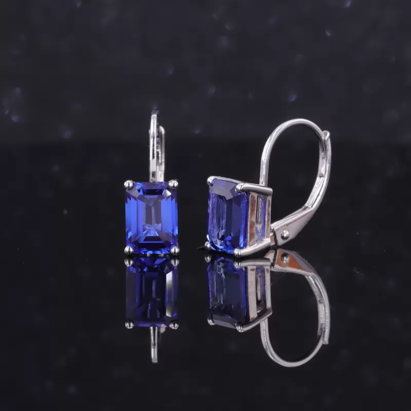 5×7mm Octagon Emerald Cut Lab Gemstones Diamond Earrings