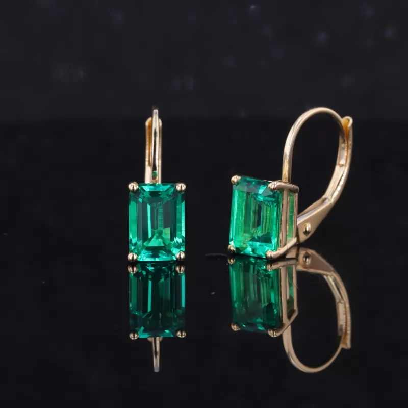 5×7mm Octagon Emerald Cut Lab Gemstones Diamond Earrings