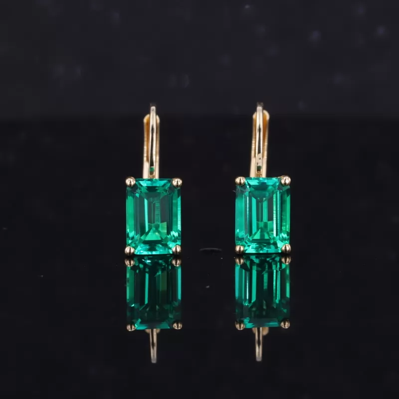 5×7mm Octagon Emerald Cut Lab Gemstones Diamond Earrings