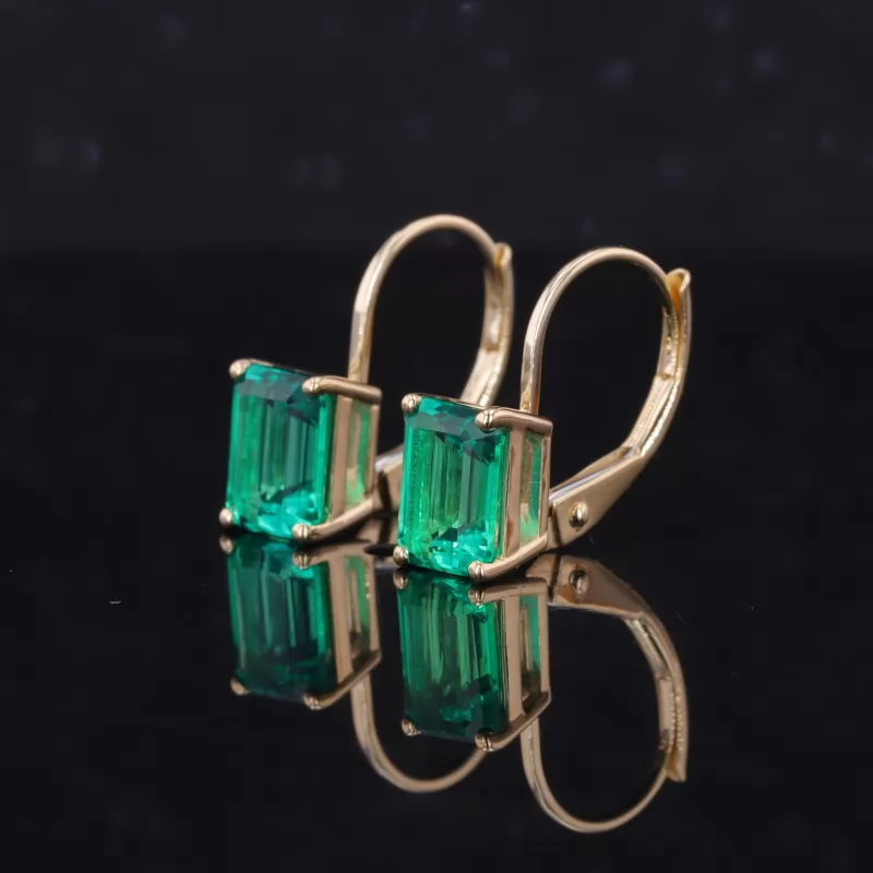 5×7mm Octagon Emerald Cut Lab Gemstones Diamond Earrings