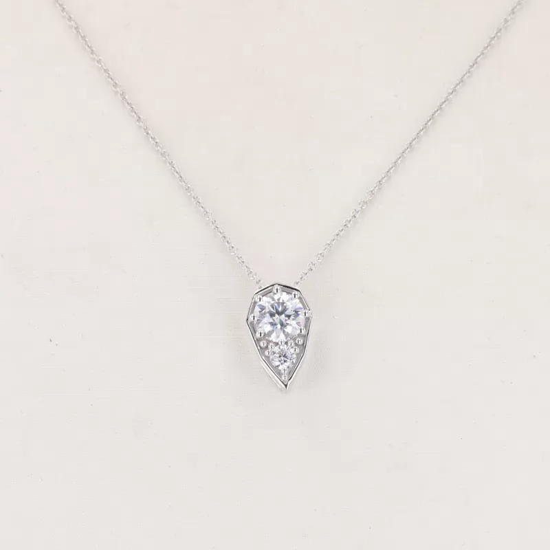 6mm Round Brilliant Cut Moissanite 14K White Gold Diamond Pendant Necklace