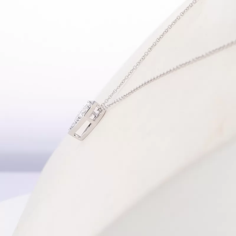 6mm Round Brilliant Cut Moissanite 14K White Gold Diamond Pendant Necklace