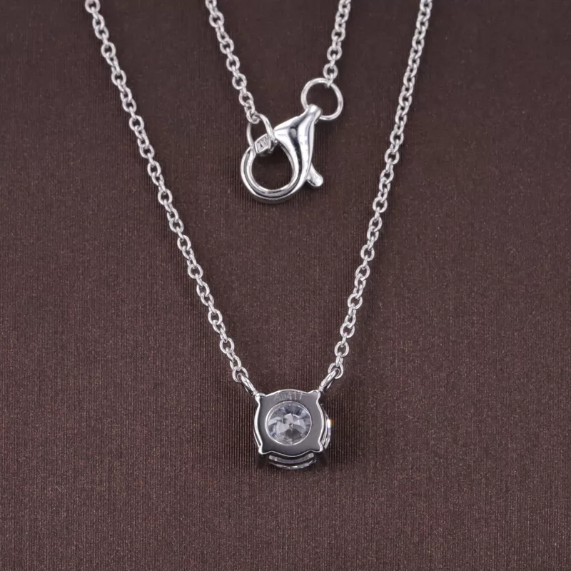 5.12mm Round Brilliant Cut Lab Grown Diamond 10K White Gold Diamond Pendant Necklace