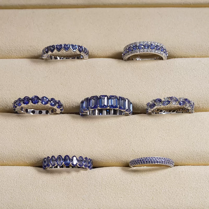 Fancy Shape Lab Gemstones Diamond Eternity Rings