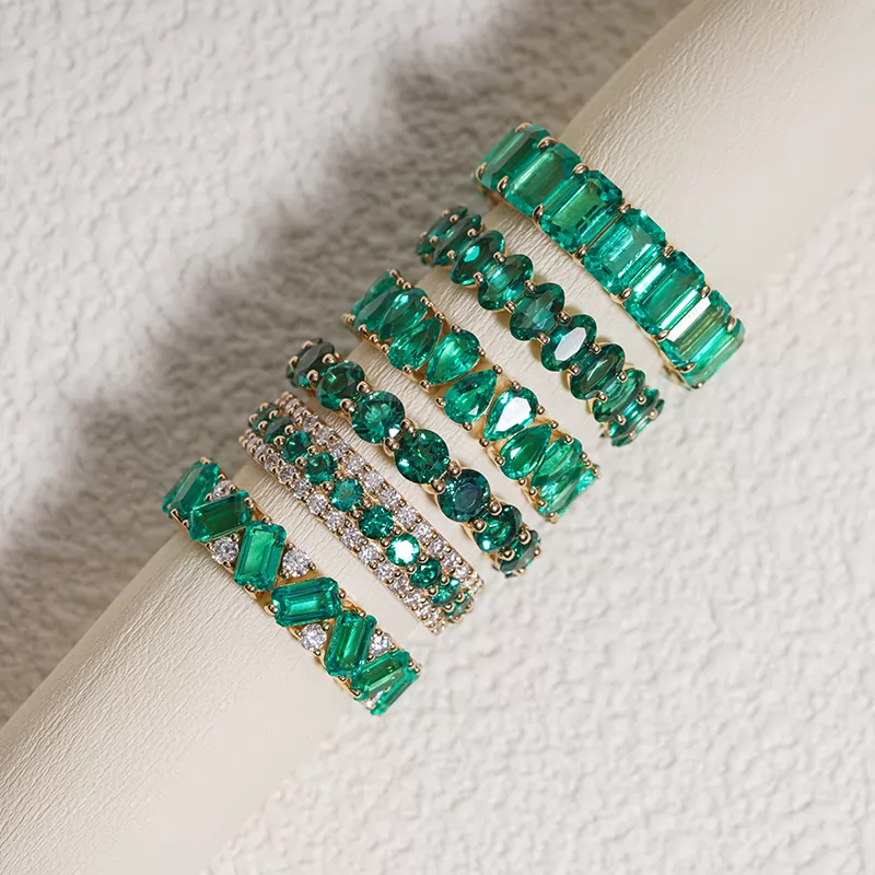 Fancy Shape Lab Gemstones Diamond Eternity Rings