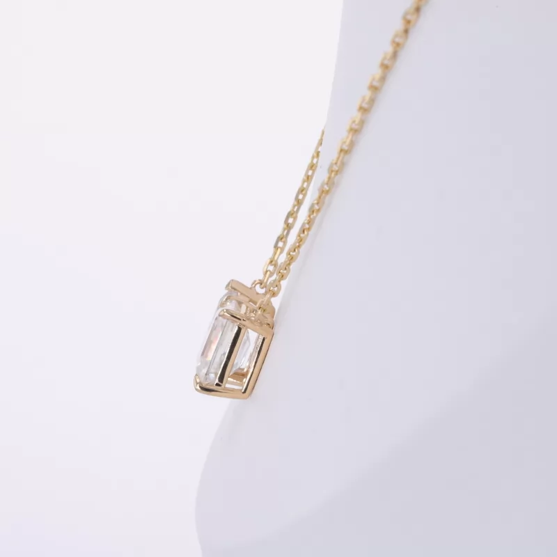 6×9mm Pear Cut Moissanite & 6×8mm Octagon Emerald Cut Moissanite 14K Yellow Gold Diamond Pendant Necklace