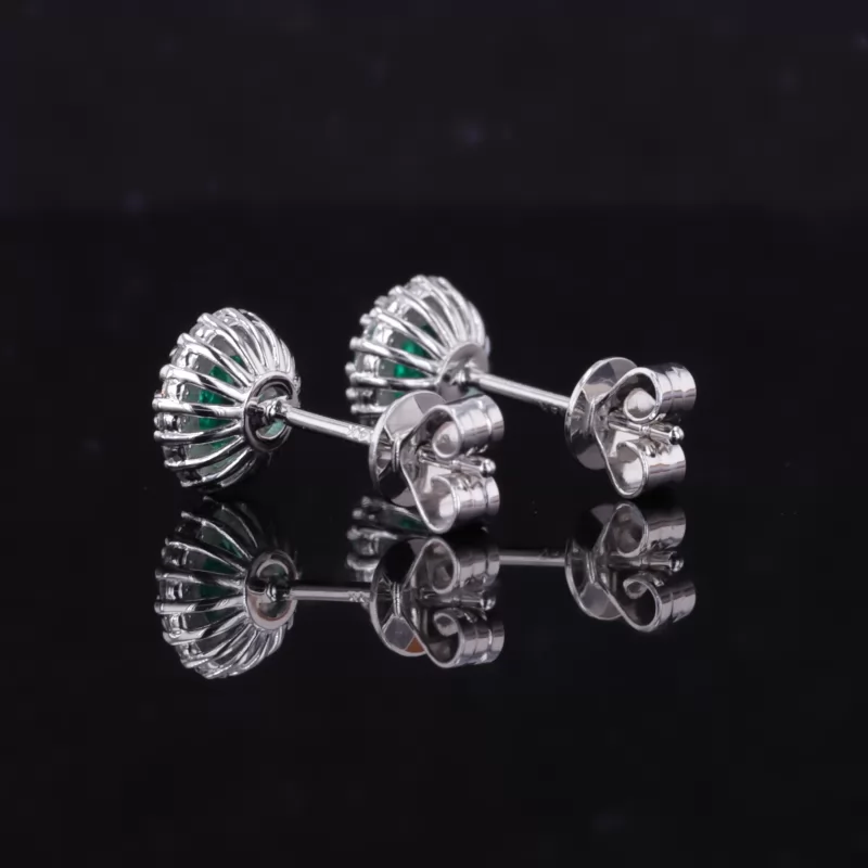 5mm Round Brilliant Cut Lab Gemstones Halo Set Diamond Stud Earrings