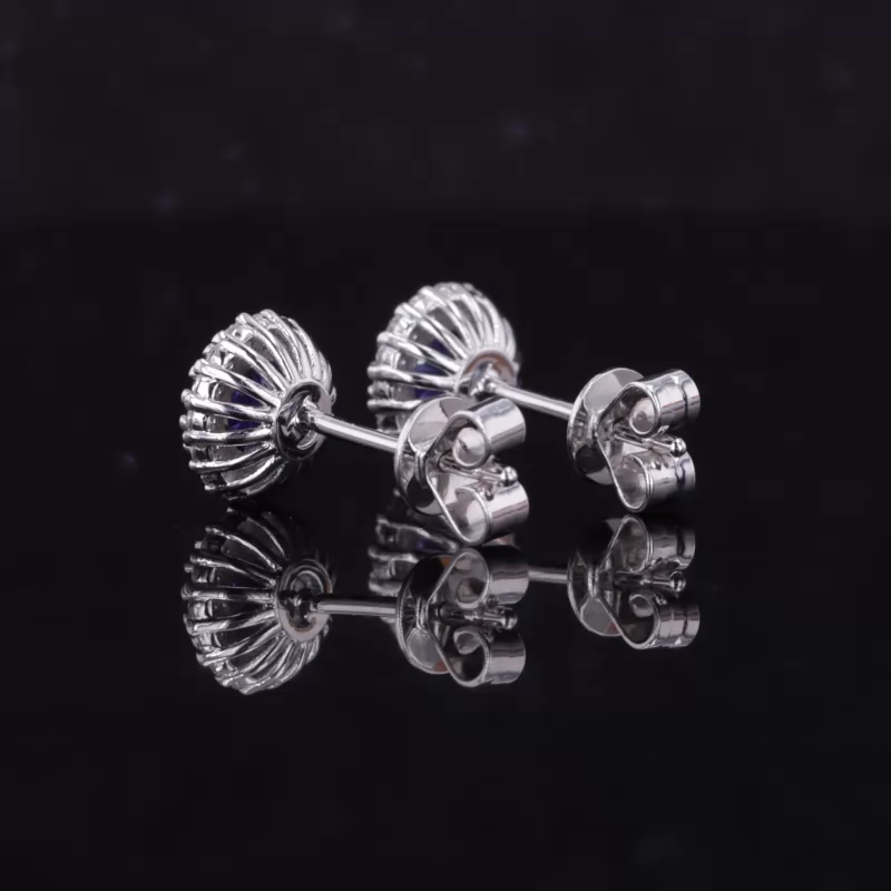 5mm Round Brilliant Cut Lab Gemstones Halo Set Diamond Stud Earrings