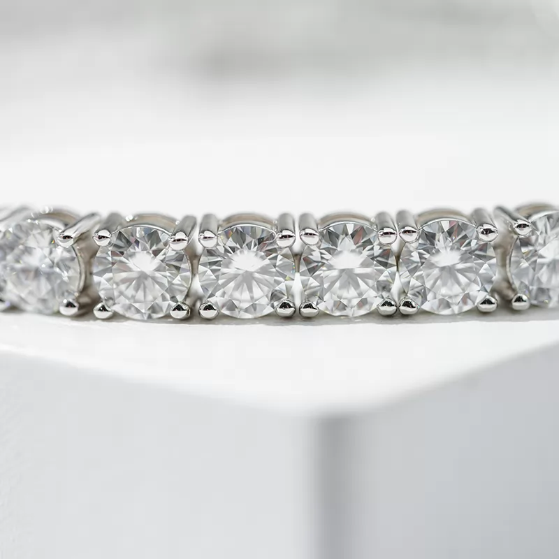 3mm 4mm 5mm Round Brilliant Cut Moissanite S925 Sterling Silver Tennis Bracelets