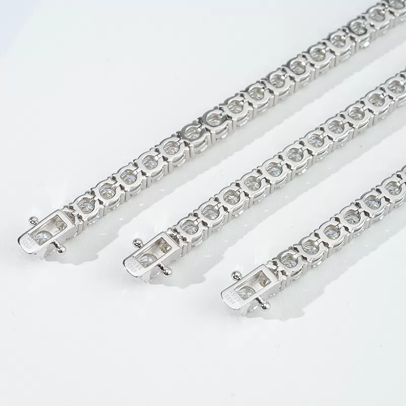 3mm 4mm 5mm Round Brilliant Cut Moissanite S925 Sterling Silver Tennis Bracelets