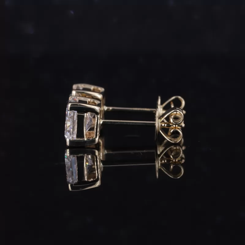 5.77×5.63mm Radiant Cut Lab Grown Diamond 14K Yellow Gold Diamond Stud Earrings