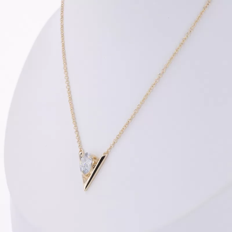 4.88×6.88mm Oval Cut Lab Grown Diamond 14K Yellow Gold Diamond Pendant Necklace