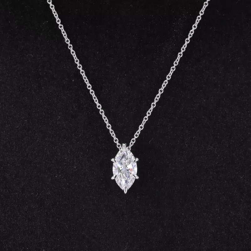 5.1×9.6mm Marquise Cut Lab Grown Diamond 10K White Gold Diamond Pendant Necklace