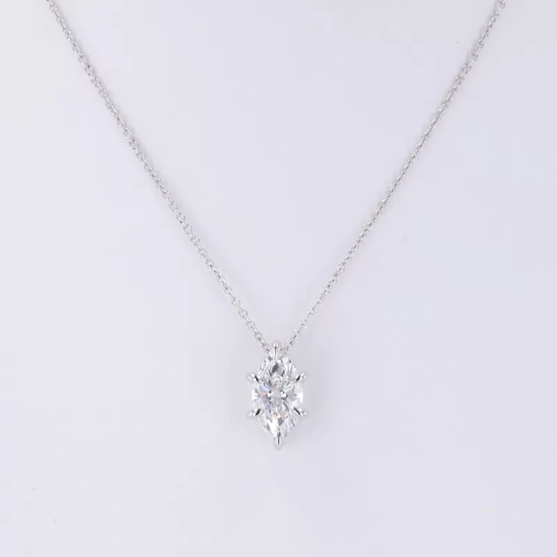 5.1×9.6mm Marquise Cut Lab Grown Diamond 10K White Gold Diamond Pendant Necklace