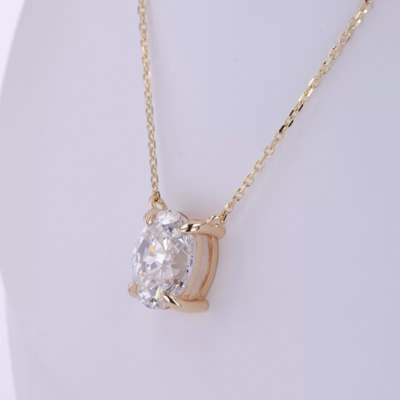 10.31×13.47mm Oval Cut Lab Grown Diamond 14K Yellow Gold Diamond Pendant Necklace