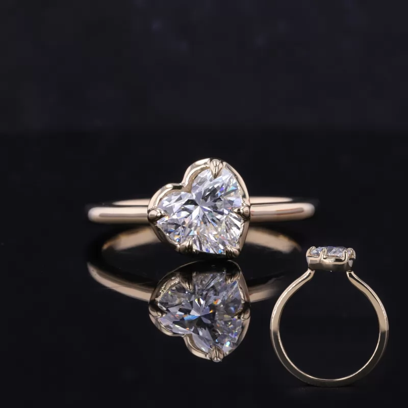 7.22×7.51mm Heart Cut Lab Grown Diamond 14K Yellow Gold Solitaire Engagement Ring