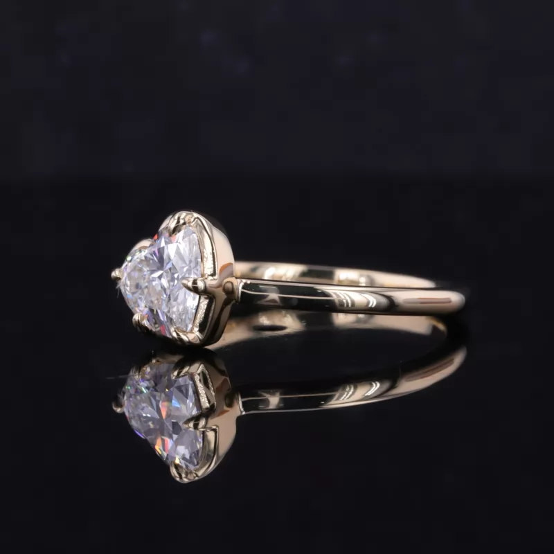 7.22×7.51mm Heart Cut Lab Grown Diamond 14K Yellow Gold Solitaire Engagement Ring