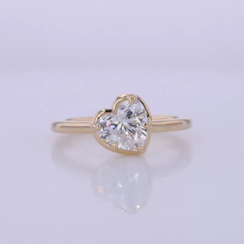 7.22×7.51mm Heart Cut Lab Grown Diamond 14K Yellow Gold Solitaire Engagement Ring