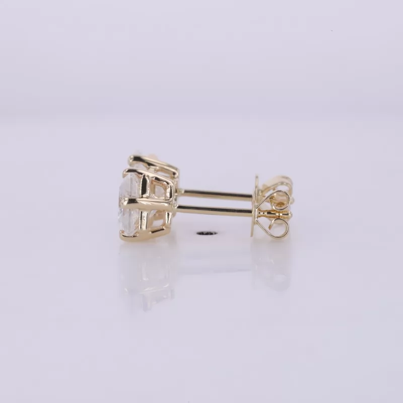 5.5×5.5mm Princess Cut Moissanite 14K Yellow Gold Diamond Stud Earrings