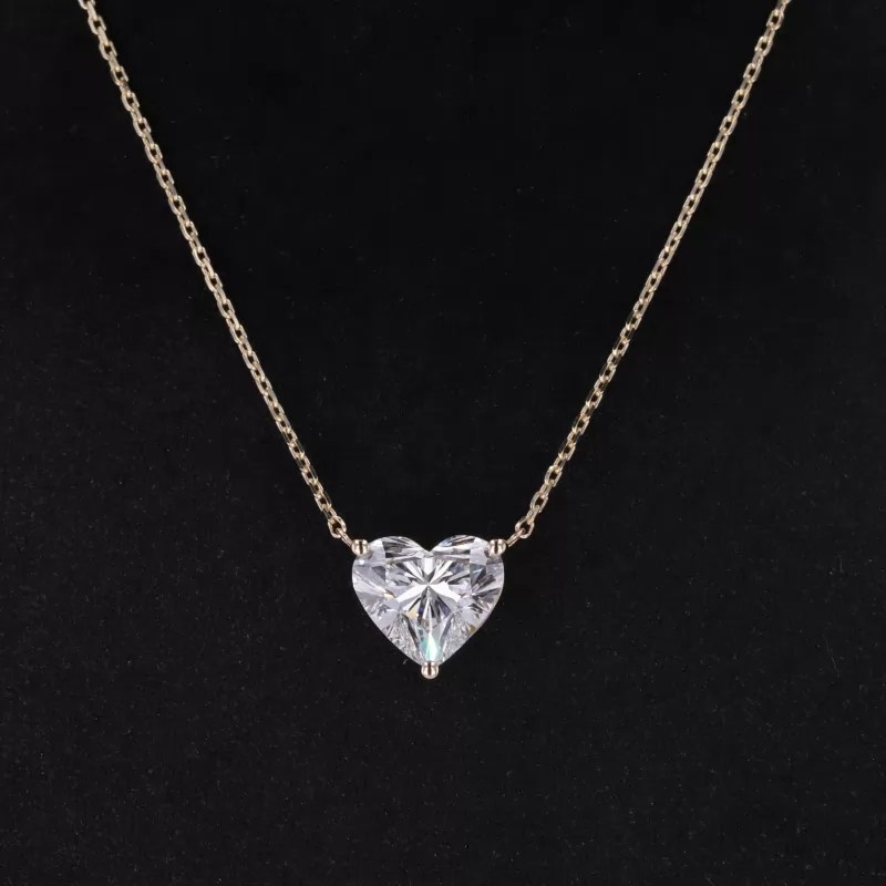 10.65×11.92mm Heart Cut Lab Grown Diamond 14K Yellow Gold Diamond Pendant Necklace