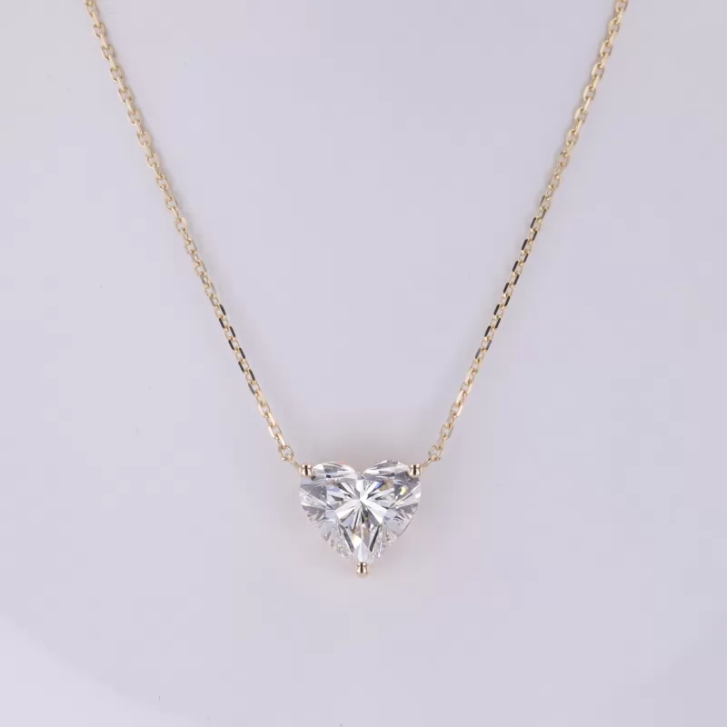 10.65×11.92mm Heart Cut Lab Grown Diamond 14K Yellow Gold Diamond Pendant Necklace