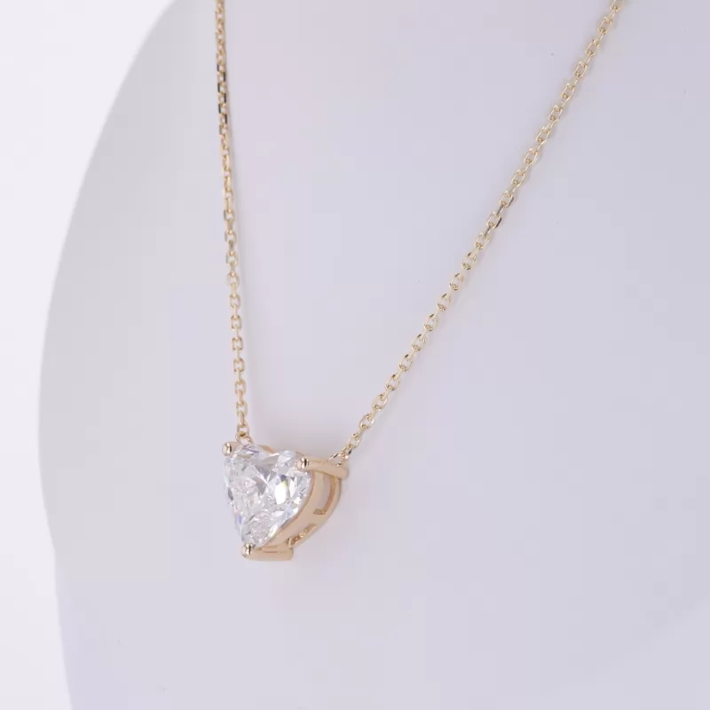 10.65×11.92mm Heart Cut Lab Grown Diamond 14K Yellow Gold Diamond Pendant Necklace