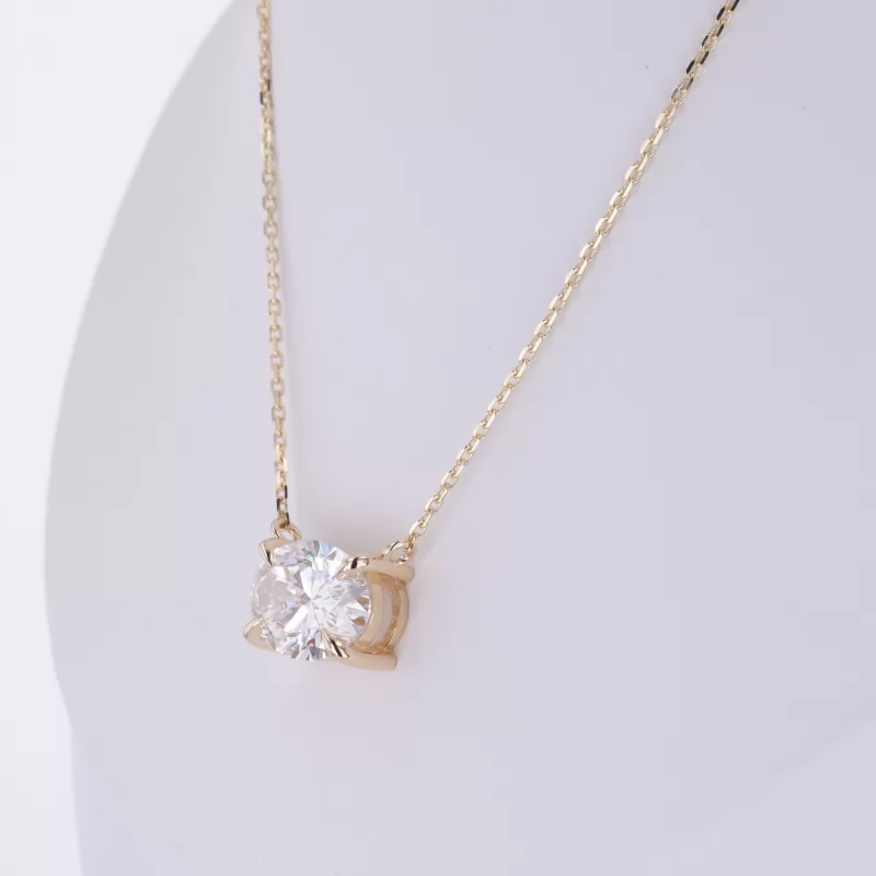 13.7×9.82mm Oval Cut Lab Grown Diamond 14K Yellow Gold Diamond Pendant Necklace