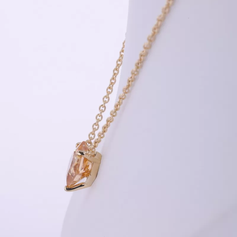 8×8mm Princess Cut Moissanite 14K Yellow Gold Diamond Pendant Necklace