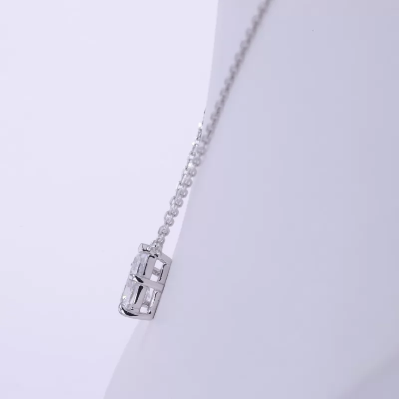 5×8mm Pear Cut Lab Grown Diamond 14K White Gold Diamond Pendant Necklace