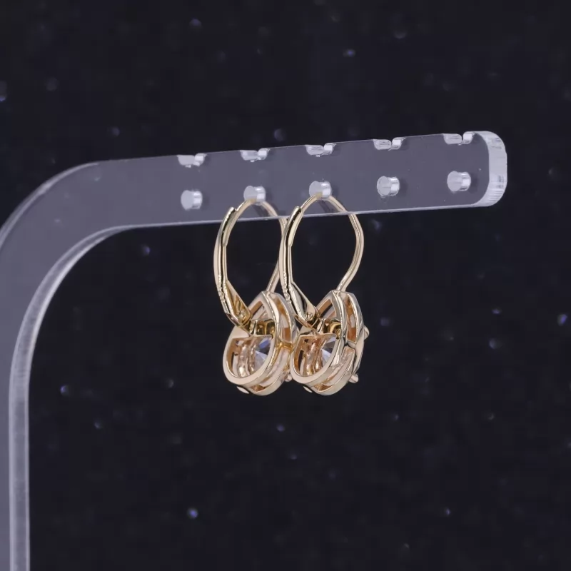 6×8mm Pear Cut Moissanite 10K Yellow Gold Diamond Earrings