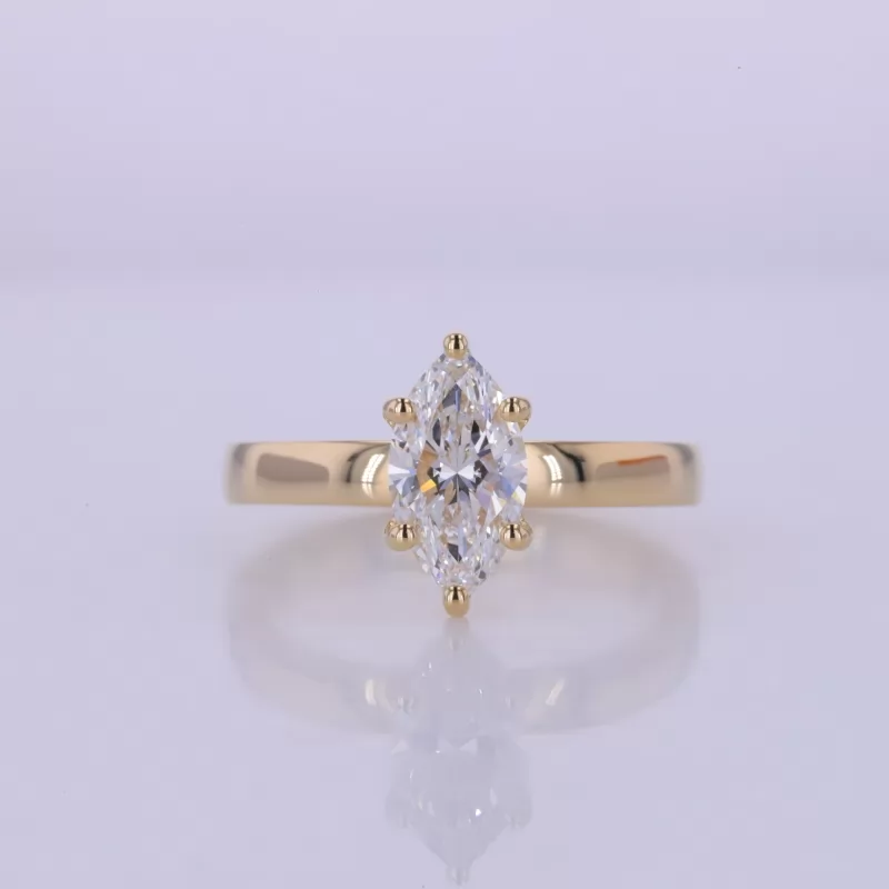 5.34×9.93mm Marquise Cut Lab Grown Diamond 18K Yellow Gold Solitaire Engagement Ring