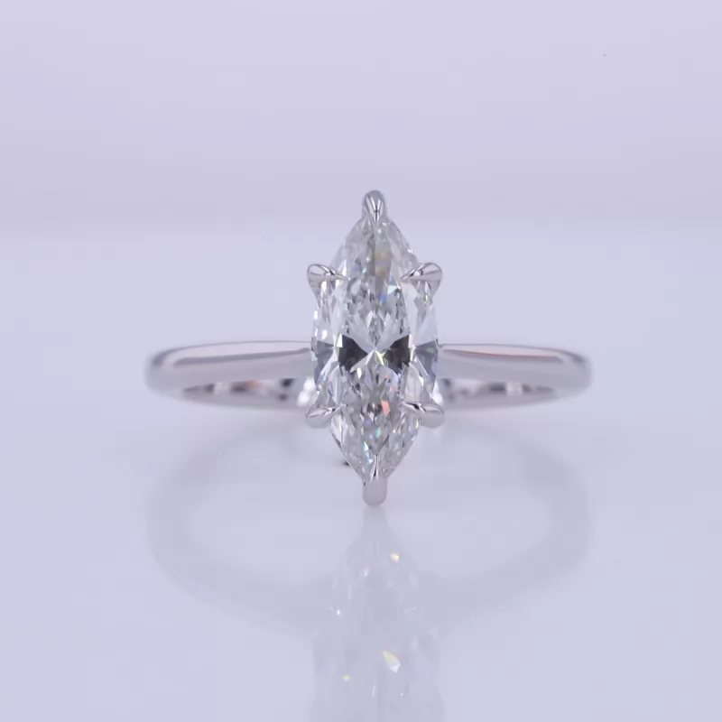 5.72×13mm Marquise Cut Lab Grown Diamond 10K White Gold Solitaire Engagement Ring