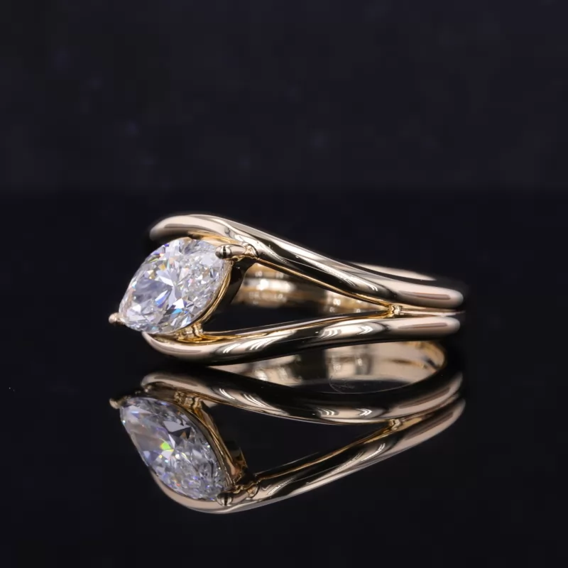 5.22×9.63mm Marquise Cut Lab Grown Diamond 14K Yellow Gold Solitaire Engagement Ring