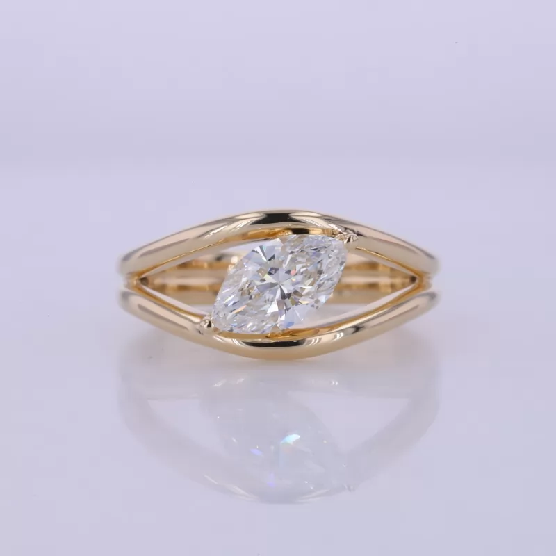 5.22×9.63mm Marquise Cut Lab Grown Diamond 14K Yellow Gold Solitaire Engagement Ring