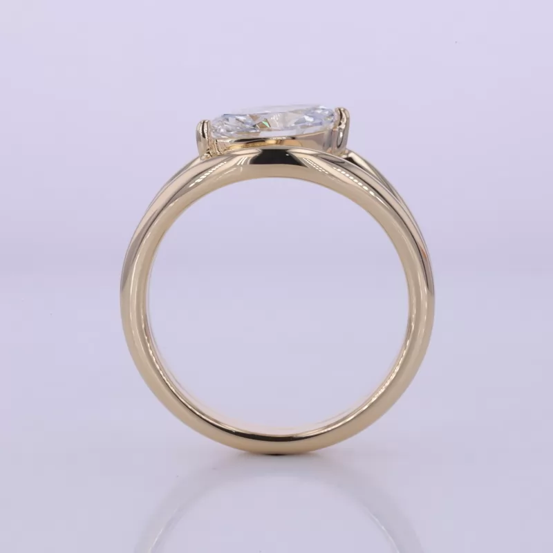 5.22×9.63mm Marquise Cut Lab Grown Diamond 14K Yellow Gold Solitaire Engagement Ring