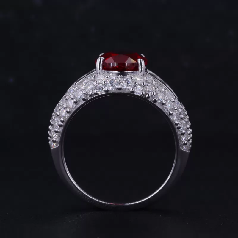 8×10mm Oval Cut Lab Grown Ruby S925 Sterling Silver Vintage Engagement Ring