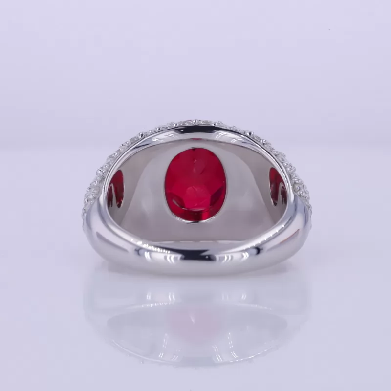 8×10mm Oval Cut Lab Grown Ruby S925 Sterling Silver Vintage Engagement Ring