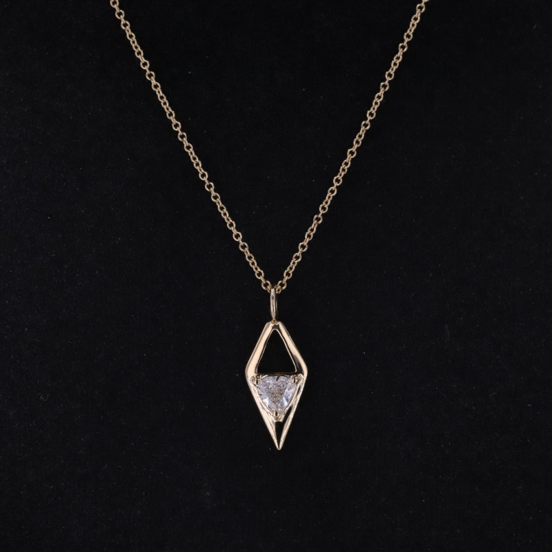 4.7×4.7mm Triangle Cut Lab Grown Diamond 14K Yellow Gold Diamond Pendant Necklace