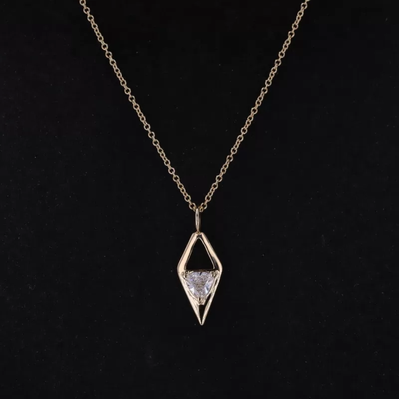 4.7×4.7mm Triangle Cut Lab Grown Diamond 14K Yellow Gold Diamond Pendant Necklace