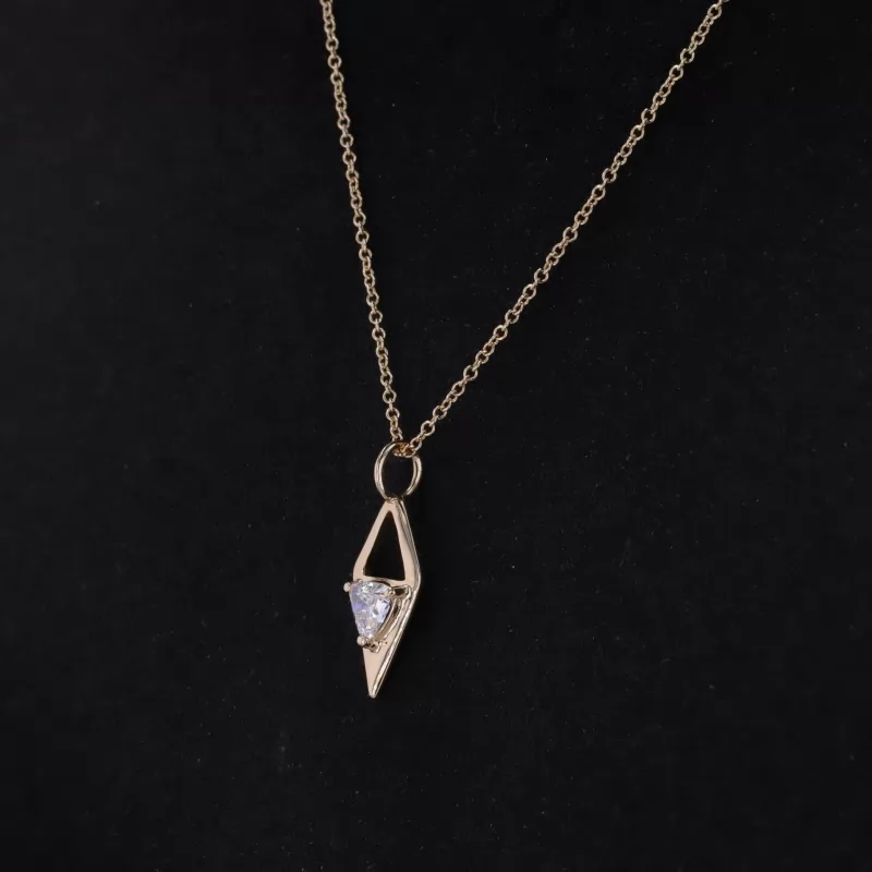 4.7×4.7mm Triangle Cut Lab Grown Diamond 14K Yellow Gold Diamond Pendant Necklace