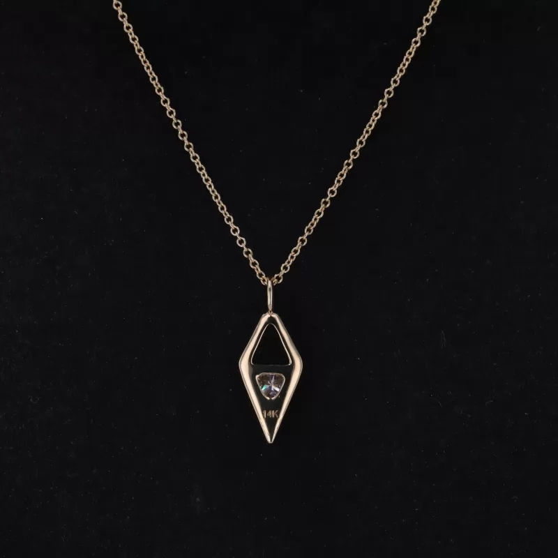 4.7×4.7mm Triangle Cut Lab Grown Diamond 14K Yellow Gold Diamond Pendant Necklace