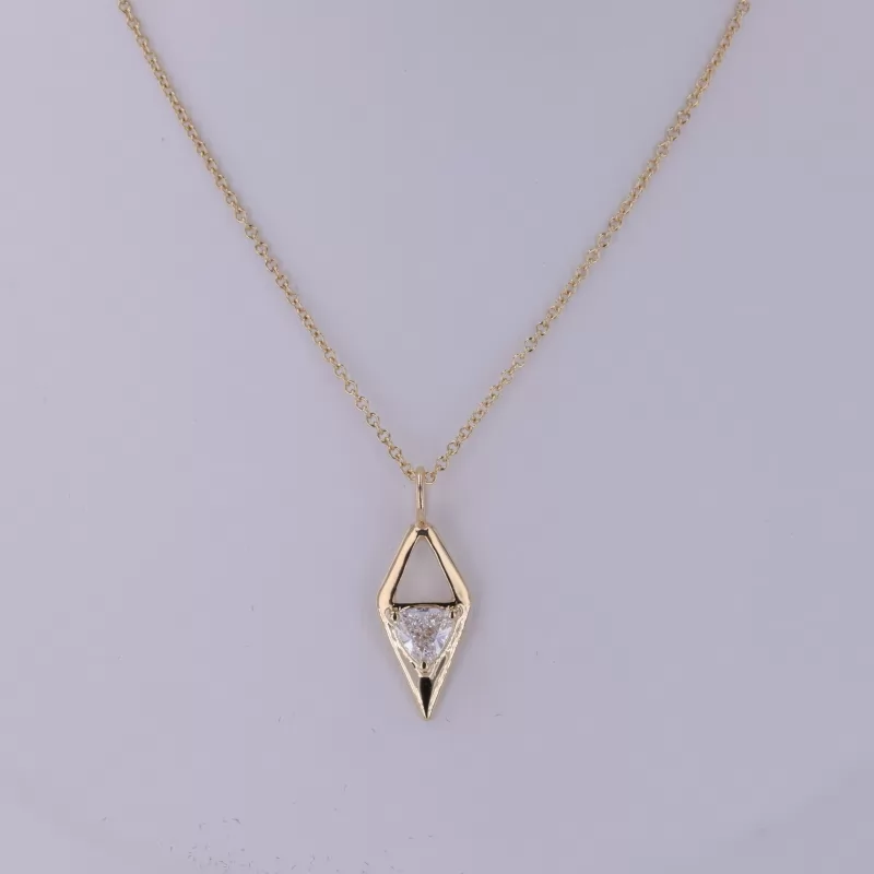 4.7×4.7mm Triangle Cut Lab Grown Diamond 14K Yellow Gold Diamond Pendant Necklace