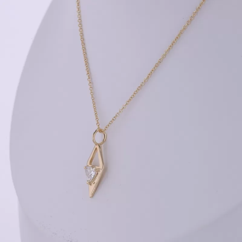 4.7×4.7mm Triangle Cut Lab Grown Diamond 14K Yellow Gold Diamond Pendant Necklace